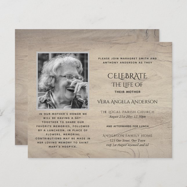 BUDGET PHOTO Celebration of Life INVITATIONS (Front/Back)