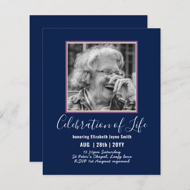BUDGET PHOTO Celebration of Life INVITATIONS (Front/Back)