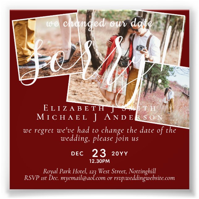 Budget PHOTO Change of Plans New Date Postponed (Front)