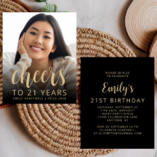 Budget Photo Cheers 21st Birthday Party Invite