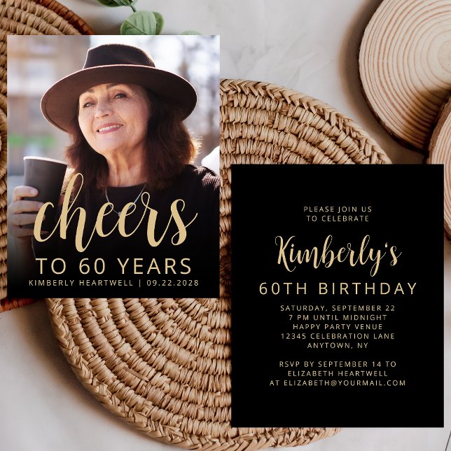 Budget Photo Cheers 60th Birthday Party Invite (Creator Uploaded)