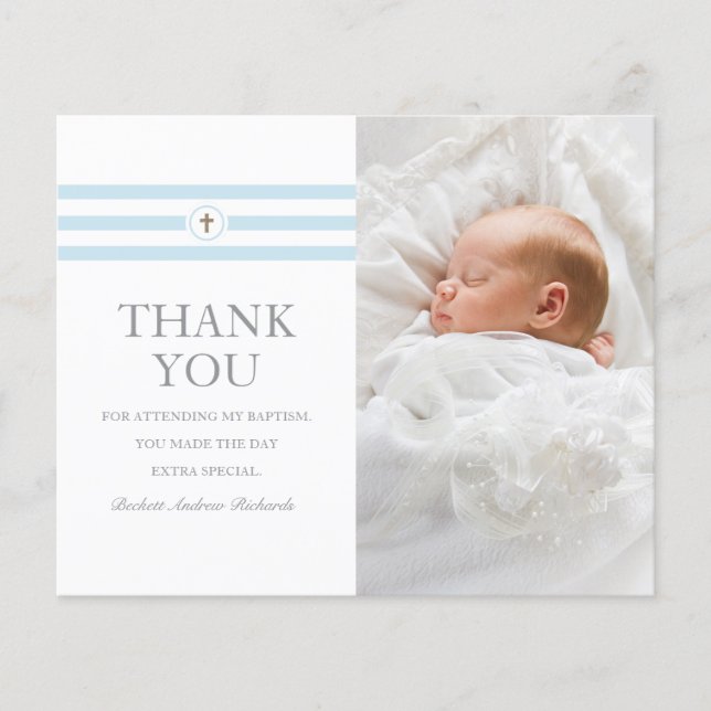 Budget Photo Christening Baptism Thank You Card (Front)
