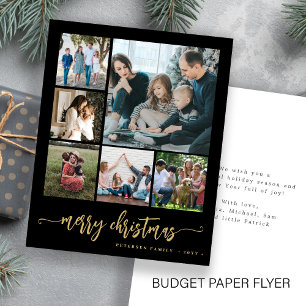 Budget photo Christmas gold black Holiday Card