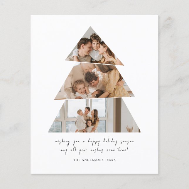 Budget Photo Christmas Tree Greetings Card (Front)