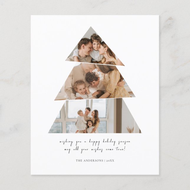 Budget Photo Christmas Tree Greetings Card (Front)