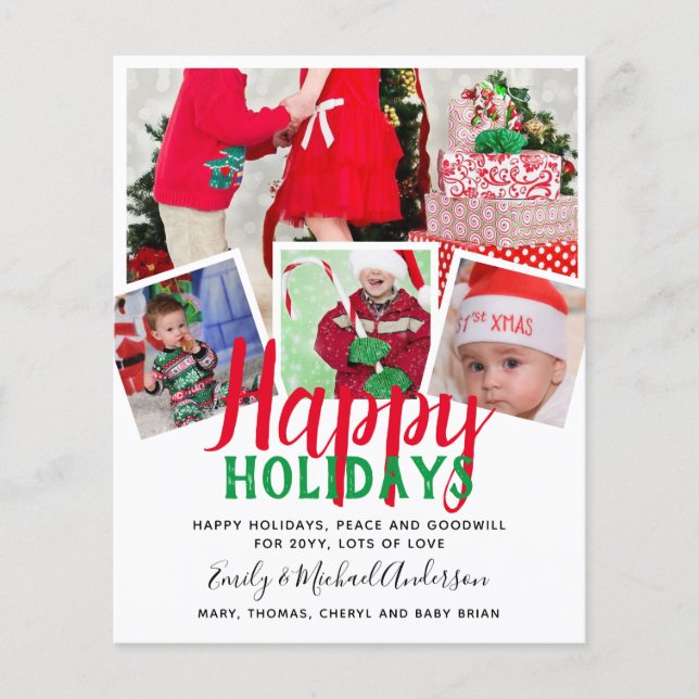 Budget Photo Collage Christmas Card Invites Letter (Front)