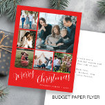 Budget photo collage Christmas Holiday Card<br><div class="desc">Elegant stylish Merry Christmas handwritten calligraphy script six family multi photo simple trendy coral red holiday card with your custom personalised text on both sides. PLEASE NOTE that the background and script colours are editable. You can change it after selecting CUSTOMIZE option down below the PERSONALIZE IT menu. If you...</div>