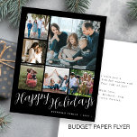 Budget photo collage Christmas Holiday Card<br><div class="desc">Elegant stylish Merry Christmas handwritten calligraphy script six family multi photo simple trendy black and white holiday card with your custom personalised text on both sides. PLEASE NOTE that the background and script colours are editable. You can change it after selecting CUSTOMIZE option down below the PERSONALIZE IT menu. If...</div>