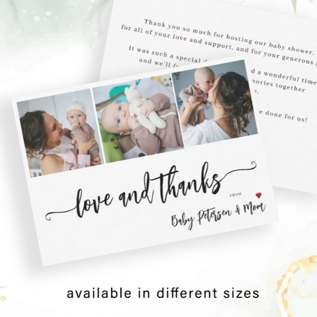 Budget photo collage elegant baby shower thank you card (Creator Uploaded)