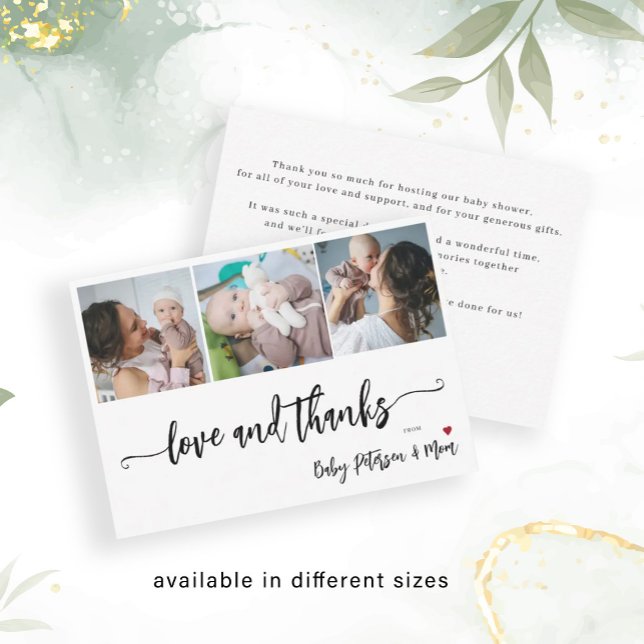Budget photo collage elegant baby shower thank you card (Creator Uploaded)
