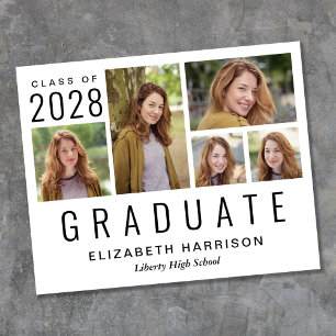 Budget Photo Collage Graduation Announcement
