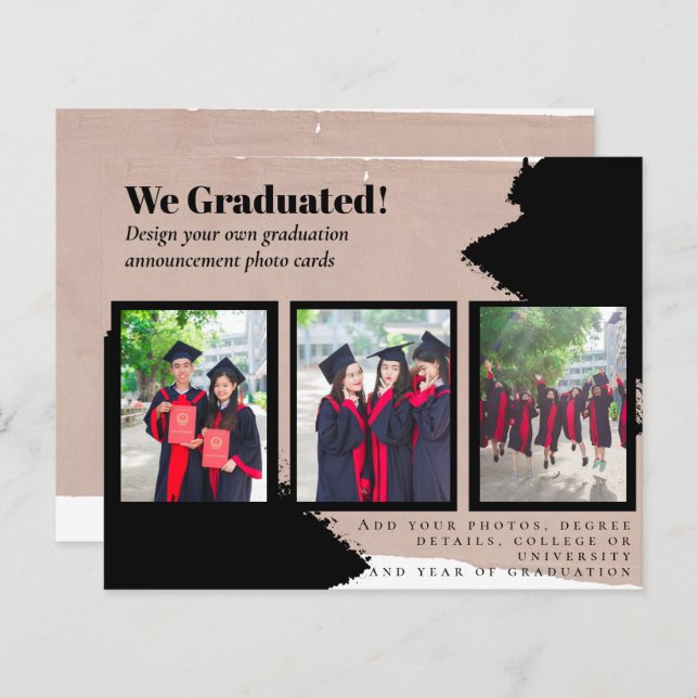 BUDGET Photo Collage GRADUATION Announcement Cards (Front/Back)