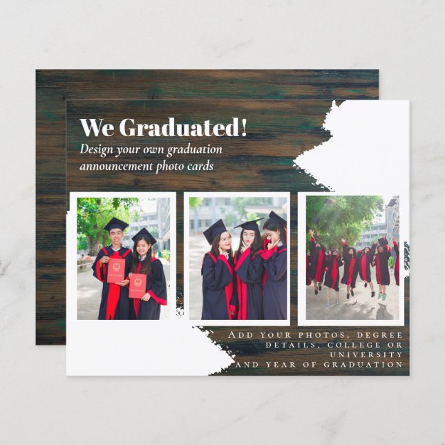 BUDGET Photo Collage GRADUATION Announcement Cards (Front/Back)