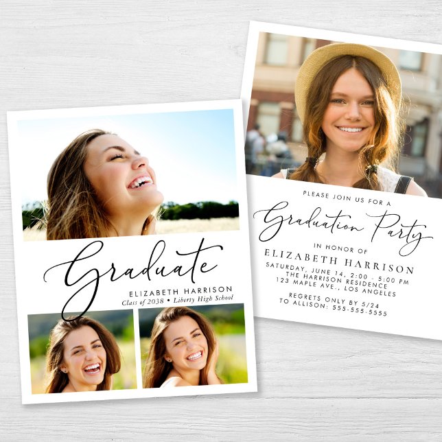 Budget Photo Collage Graduation Party Invitation (Creator Uploaded)