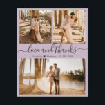 Budget Photo Collage Lilac Wedding Thank You Flyer<br><div class="desc">Budget, Modern, Elegant, Hand Lettered Wedding (3) Three Photo Collage Thank You personalized affordable low budget flyer. Stylish wedding thank you template featuring three photo on the front and one photo on the back. ***PLEASE NOTE! *** SCROLL DOWN FOR MORE INFO! *** With the text "Love and thanks" in a...</div>