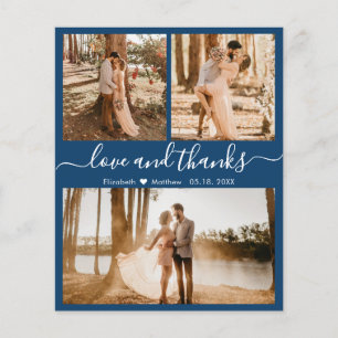 Budget Photo Collage Navy Wedding Thank You Flyer