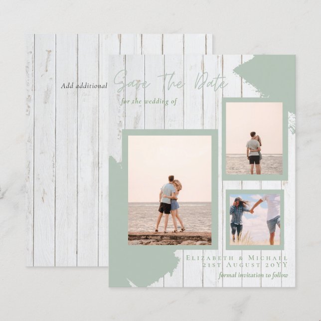BUDGET Photo Collage Save Date Modern Abstract (Front/Back)
