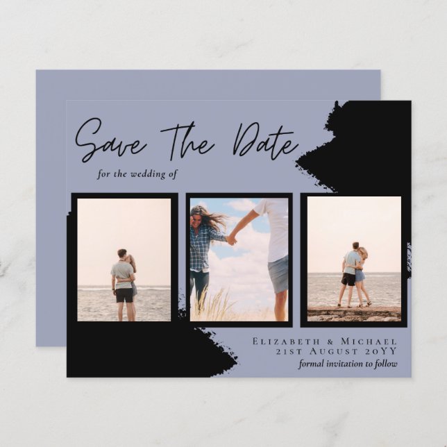 BUDGET Photo Collage Save Date Wedding Modern (Front/Back)