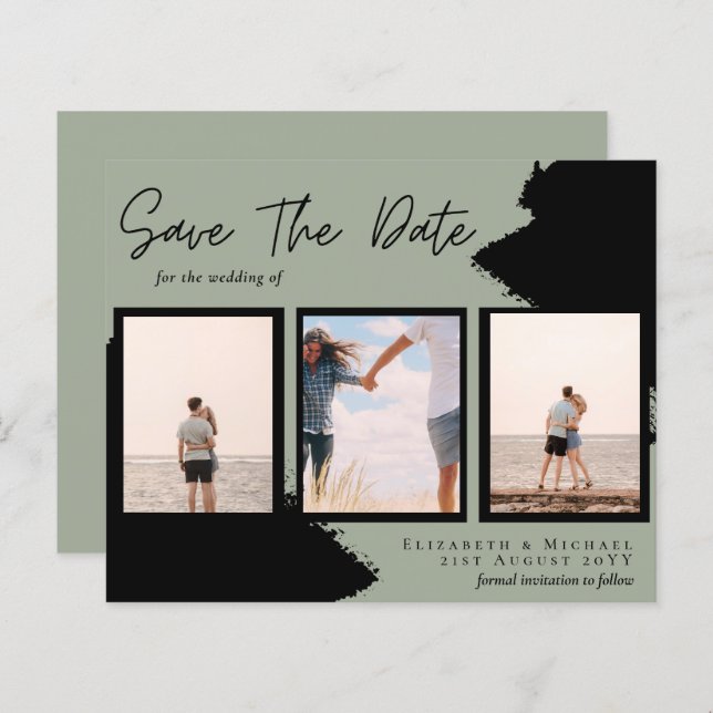 BUDGET Photo Collage Save Date Wedding Modern (Front/Back)