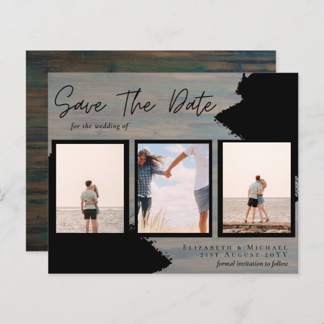 BUDGET Photo Collage Save Date Wedding Modern (Front/Back)