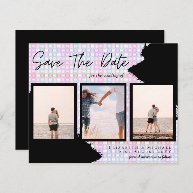 BUDGET Photo Collage Save Date Wedding Modern (Front/Back)