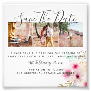 Budget PHOTO Collage Save The Dates Wedding Boho Print