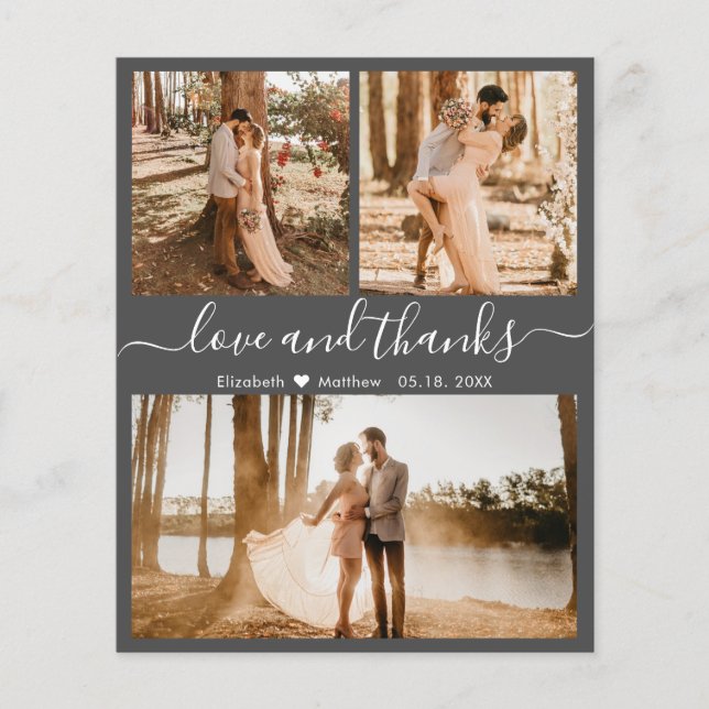 Budget Photo Collage Wedding Thank You Card (Front)