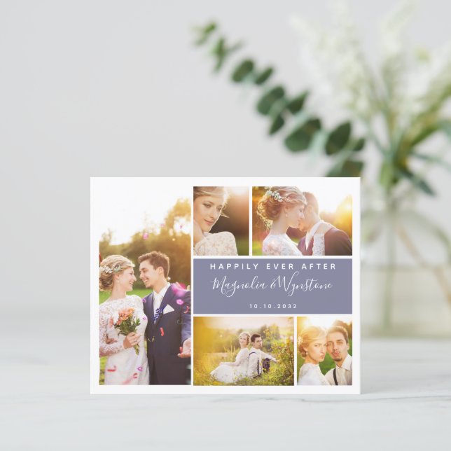 Budget Photo Collage Wedding Thank You Card (Standing Front)