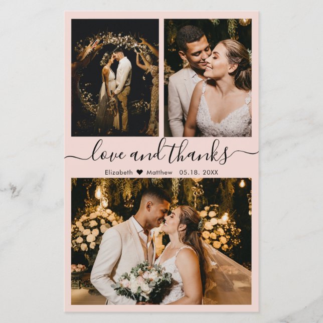 Budget Photo Collage Wedding Thank You Script Card (Front)