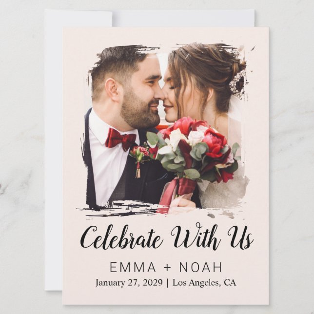 Budget Photo Cream Wedding  Card (Front)