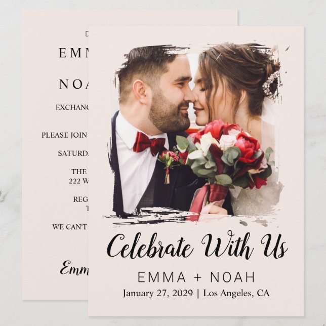 Budget Photo Cream Wedding  Invitation (Front/Back)