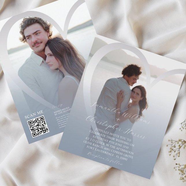Budget Photo  Dusty Blue & Silver Heart QR Wedding (Creator Uploaded)