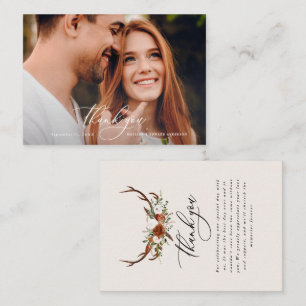 Budget photo elegant wedding thank you black white enclosure card