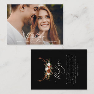 Budget photo elegant wedding thank you black white enclosure card