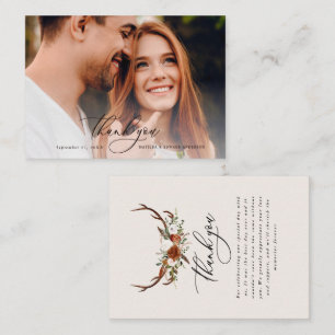 Budget photo elegant wedding thank you black white enclosure card