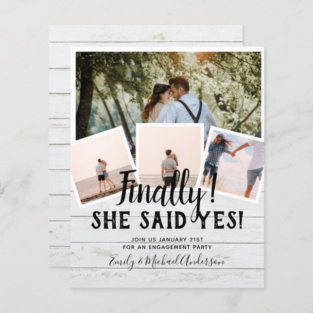 BUDGET PHOTO Engaged Wedding INVITE Announcement (Front/Back)