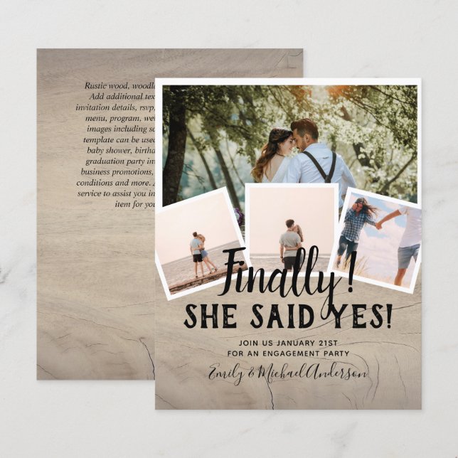 BUDGET PHOTO Engaged Wedding INVITE Announcement (Front/Back)