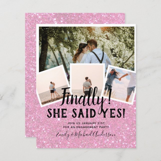 BUDGET PHOTO Engaged Wedding INVITE Announcement (Front/Back)