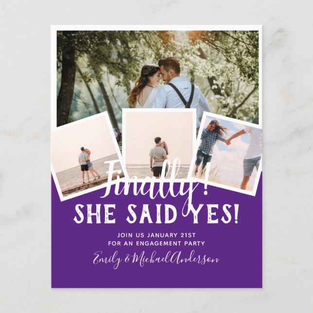 BUDGET PHOTO Engaged Wedding INVITE Announcement Flyer (Front)