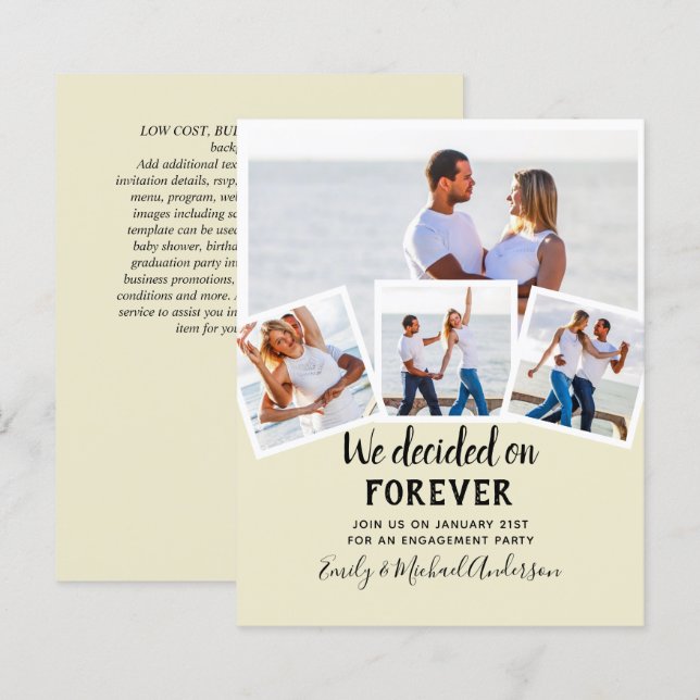 BUDGET PHOTO ENGAGEMENT INVITE - any colour  (Front/Back)