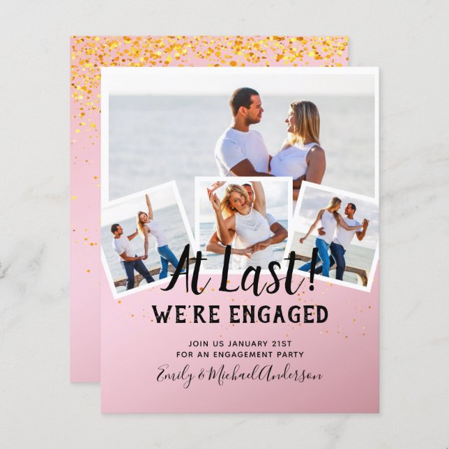 BUDGET PHOTO ENGAGEMENT QUOTE INVITES - ANY COLOR (Front/Back)