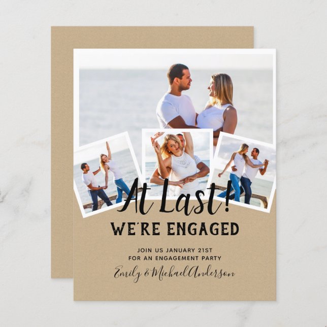 BUDGET PHOTO ENGAGEMENT QUOTE INVITES - ANY COLOR (Front/Back)
