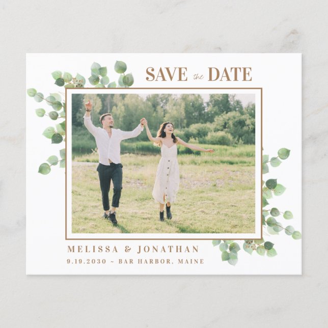 Budget Photo Eucalyptus Greenery Save The Date (Front)