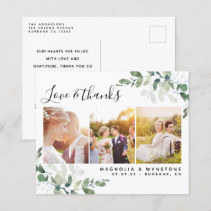 Budget Photo Eucalyptus Wedding Thank You Postcard