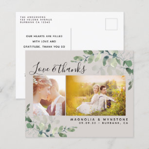 Budget Photo Eucalyptus Wedding Thank You Postcard