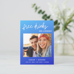 Budget Photo Funny Free Drinks and a Wedding  Announcement Postcard