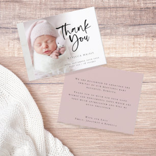Budget Photo Girl Thank You Birth Annnouncement