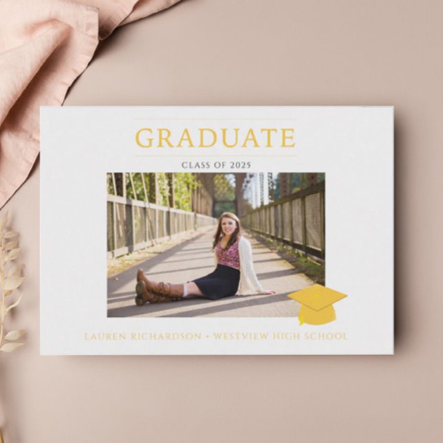 Budget Photo Gold Graduation Party Invitation (Creator Uploaded)