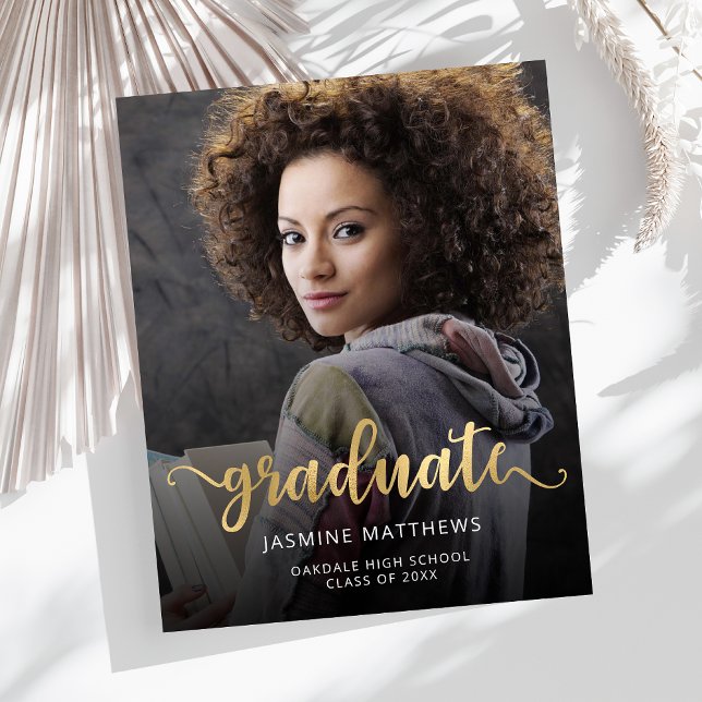 Budget Photo Gold Script Grad Announcement (Creator Uploaded)