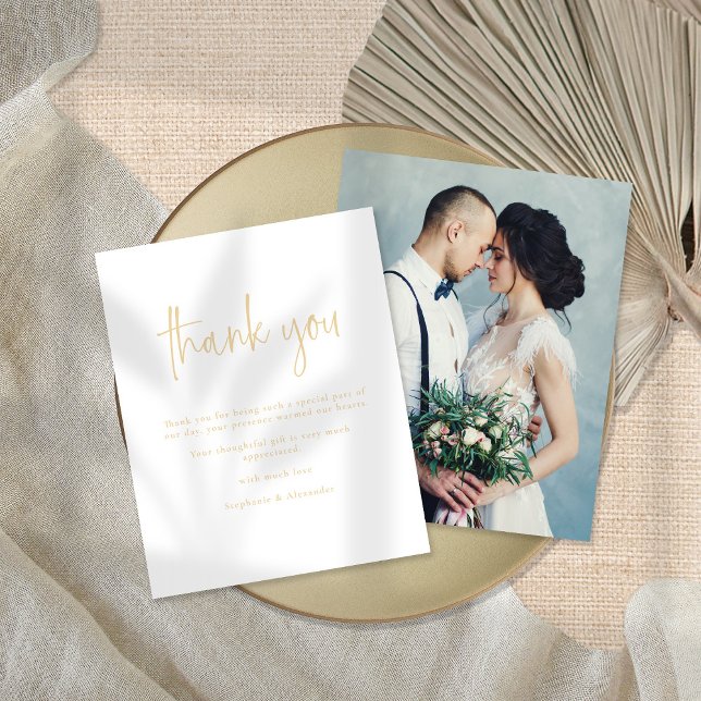 Budget Photo Gold Script Wedding Thank You (Creator Uploaded)